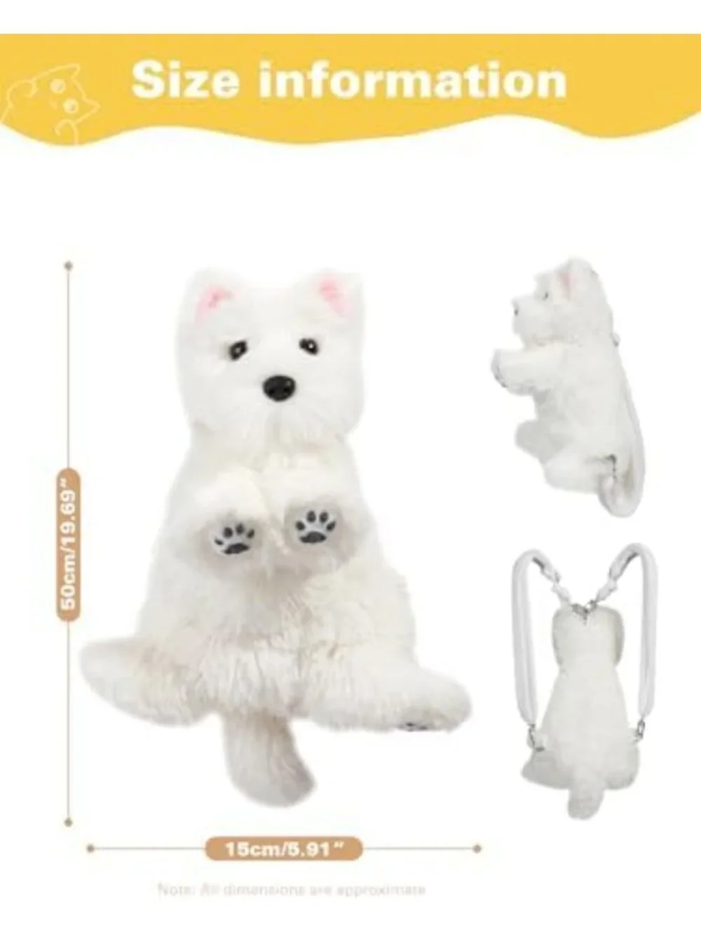 Realistic Dog Plush Backpack for Women - Cute Soft Animal Bag, Adjustable Straps